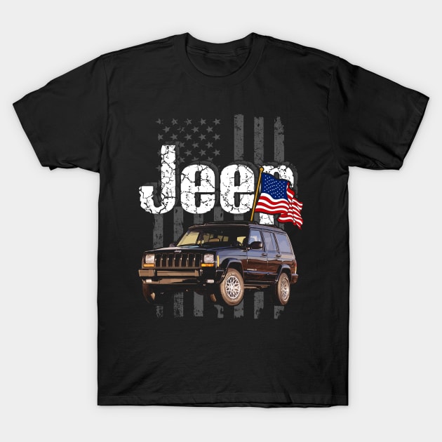 XJ-series Jeep Cherokee Jeepcar JEEP Flag T-Shirt by alex77alves